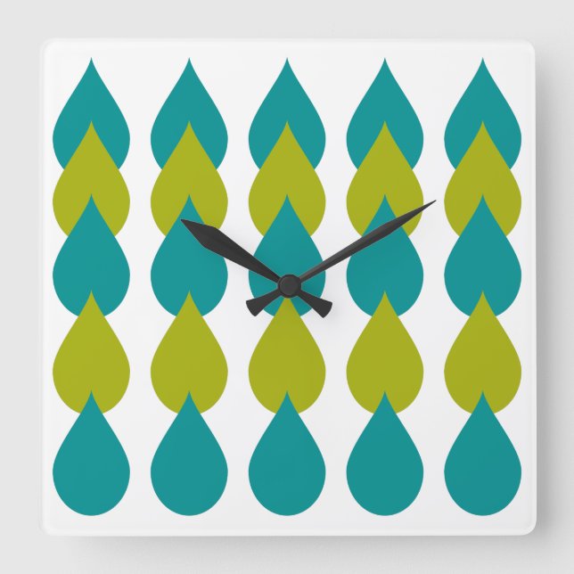 Retro Blue-Grönt Fyrkantig Klocka (Framsida)