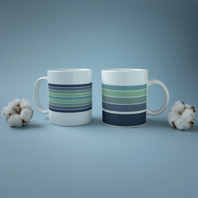 Retro Blue & Grönt Surfboard Stripe Jumbo Mugg (Skapare uppladdad)