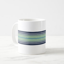 Retro Blue & Grönt Surfboard Stripe Kaffemugg