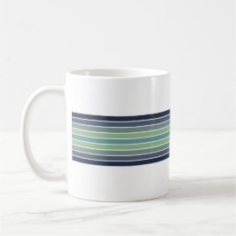 Retro Blue & Grönt Surfboard Stripe Kaffemugg