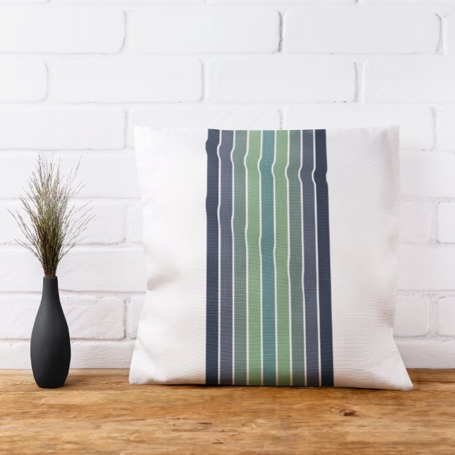 Retro Blue & Grönt Surfboard Stripe Kudde (Skapare uppladdad)