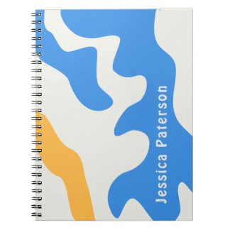 Retro Blue Gult Organic Personlig Namn Anteckningsbok