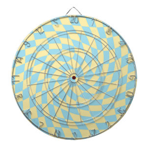 Retro Blue Gult Pastel Warpe Checkerboard Darttavla