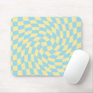 Retro Blue Gult Pastel Warpe Checkerboard Musmatta