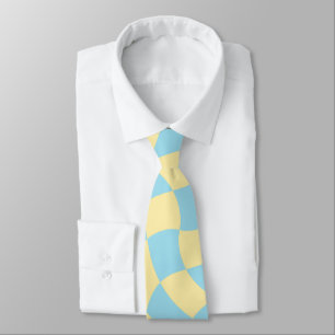 Retro Blue Gult Pastel Warpe Checkerboard Slips