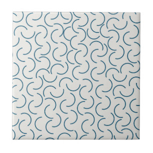 Retro Blue Halv Circle Geometric Mönster Kakelplatta