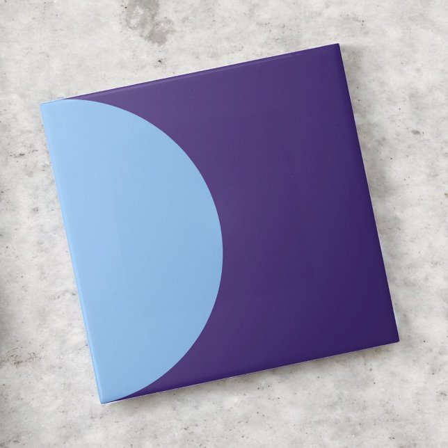 Retro Blue Halv Circle Mid Century Modern Coola Kakelplatta (Skapare uppladdad)