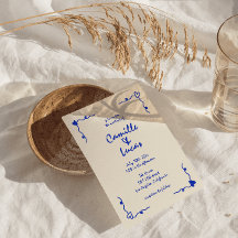 Retro Blue Handskriftlig Whimsical Bröllop