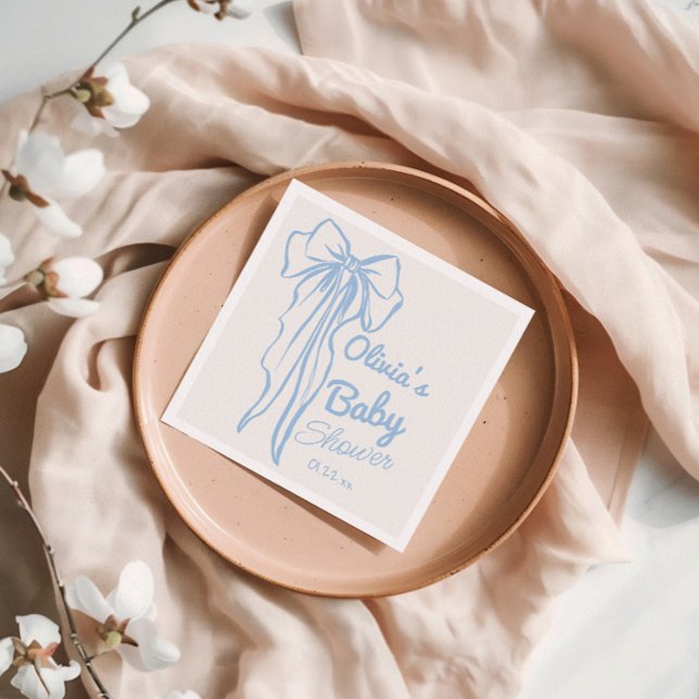 Retro Blue Handskriven blått Pojke-dusch med ritat Pappersservett (Skapare uppladdad)