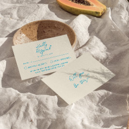 Retro Blue Handskriven Roligt fet Bröllop OSA Kort