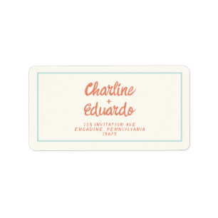 Retro Blue Handwrite Bröllop-etikett Adressetikett