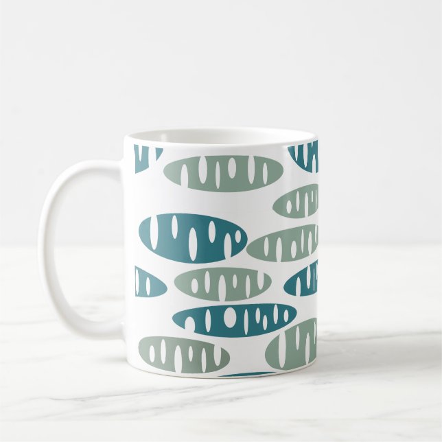 Retro Blue Holey Ovaler Coffee Mugg (Vänster)