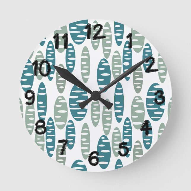 Retro Blue Holey-Ovaler Rund Klocka (Framsida)