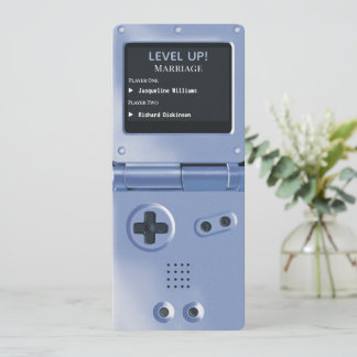 Retro Blue II Handhållen Spelande Bröllopsinbjudan Inbjudningar