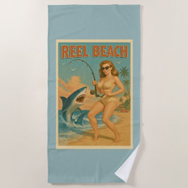 Retro Blue Kust Hajfiske Pin-Up