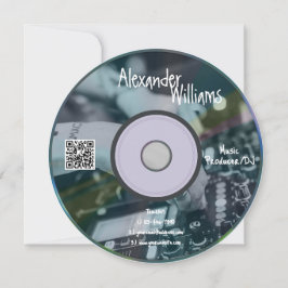 Retro Blue Music Producer CD DJ Business Card Inbjudningar