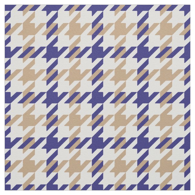 Retro blue och beige houndstooth plaid mönster tyg (Provkarta)