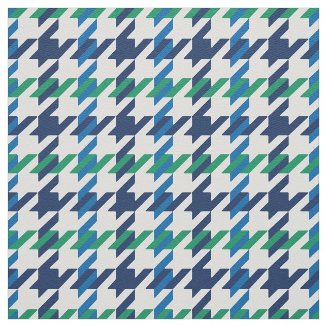Retro Blue och grönt Houndstooth plaid mönster Tyg (Provkarta)