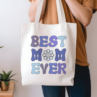 Retro Blue och Lila Best Mamma nånsin Tote Bag Tygkasse