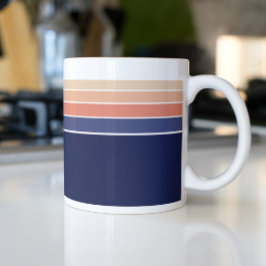 Retro Blue och Peach Stripe Jumbo Mugg