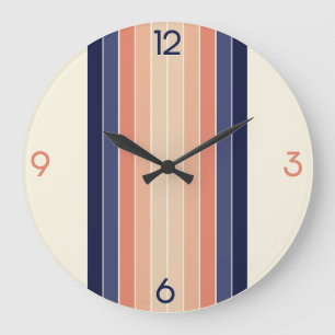 Retro Blue och Perfekt ’Surfboard’ Stripe Stor Klocka