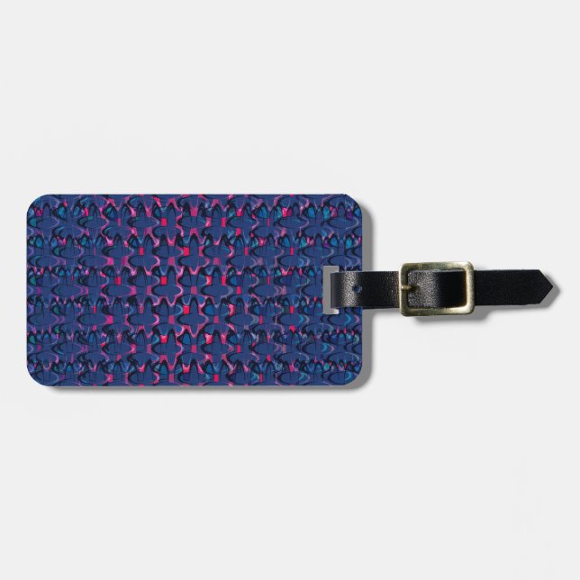 Retro Blue och rosa mönster Bagagebricka (Horisontell Framsida)