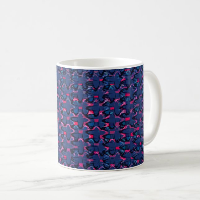 Retro Blue och rosa mönster Kaffemugg (Framsida höger)