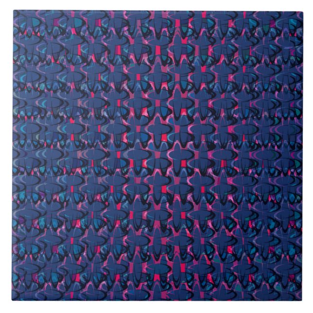 Retro Blue och rosa mönster Kakelplatta (Framsidan)