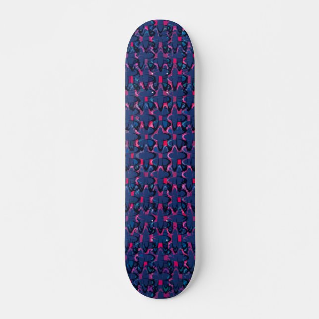 Retro Blue och rosa mönster Mini Skateboard Bräda 18,5 Cm (Framsida)
