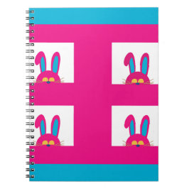 Retro Blue och Rosa Påskhare Anteckningsbok