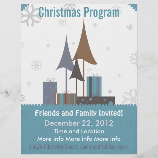 Retro Blue- och Tan-julprogrammet Flyer (Framsidan)