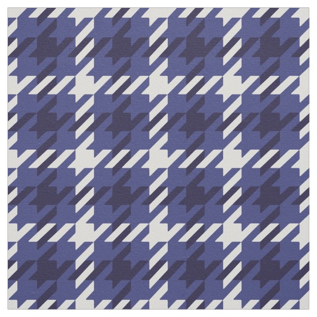 Retro blue och white houndstooth plaid mönster tyg (Provkarta)