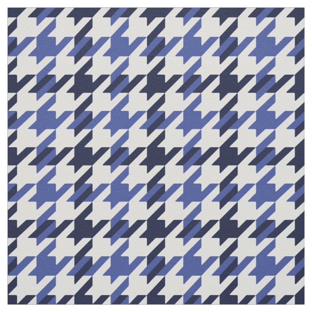 Retro Blue och White Houndstooth plaid mönster Tyg (Provkarta)