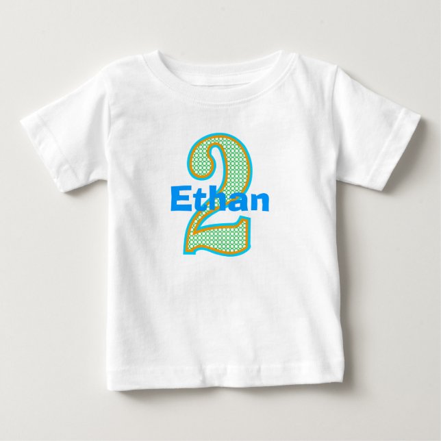 Retro Blue, Orange och Grönt Andra födelsetalen T Shirt (Framsida)