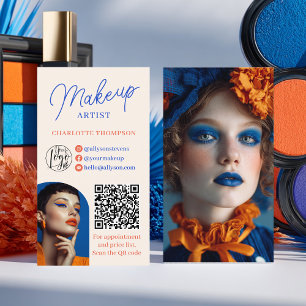 Retro Blue Orange Sminkartist 2 Bilder Qr Kod Visitkort
