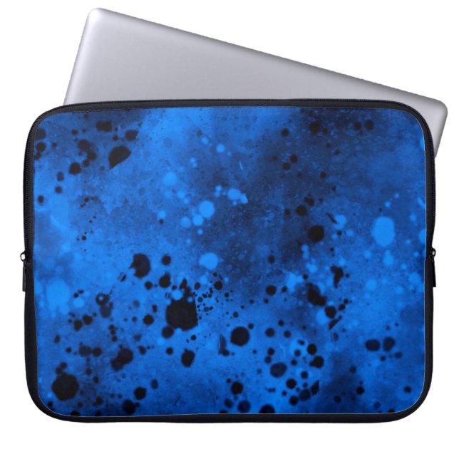 Retro Blue Paint Splatter Laptop Fodral (Framsidan)