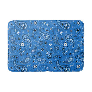 Retro Blue Paisley Bandana Mönster Badrumsmatta