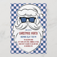 Retro Blue & Pink Checkered Santa Claus Christmas