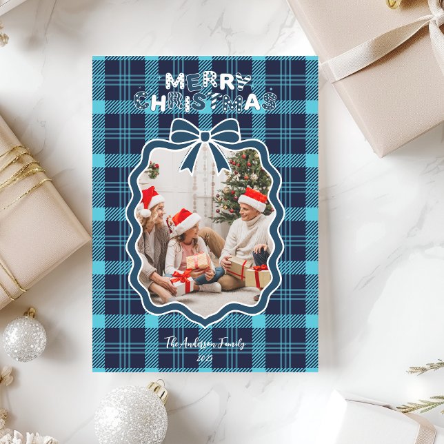 Retro Blue Play Whimsical jul Julkort (Skapare uppladdad)