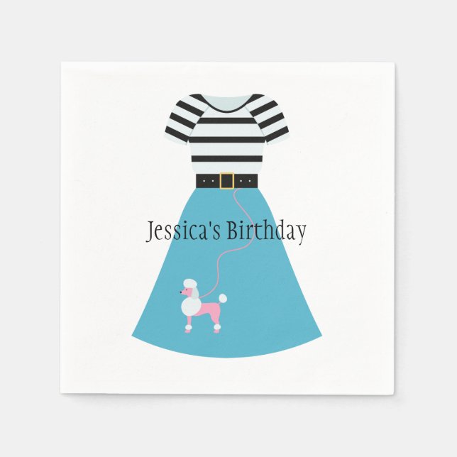 Retro Blue Pudel Skirt Pappersservett (Framsidan)