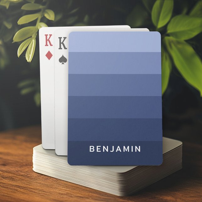 Retro Blue Rand med enkel Sans Serif Namn Casinokort (Custom Playing Cards)