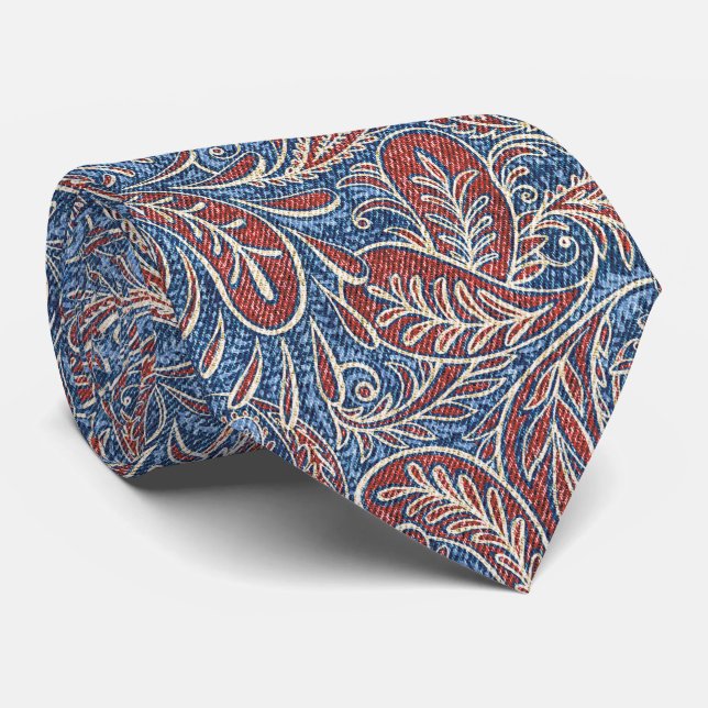 Retro Blue Red Paisley Mönster Slips (Rullad)