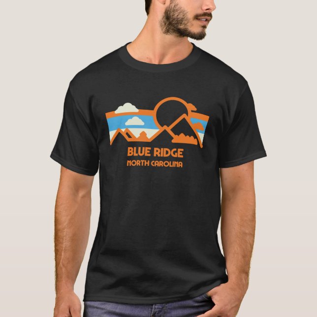 Retro Blue Ridge North Carolina Mountain Range Sol T Shirt (Framsida)