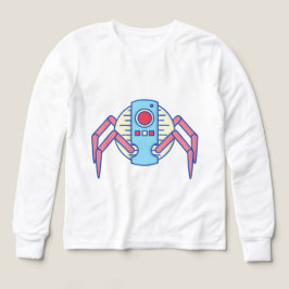Retro Blue Robot Spider Walker Illustration T Shirt