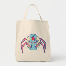 Retro Blue Robot Spider Walker Illustration Tygkasse