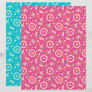 Retro Blue Rosa Neon Mönster