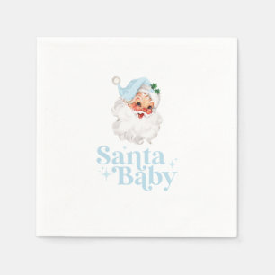 Retro Blue Santa Baby christmas babydusch Pappersservett