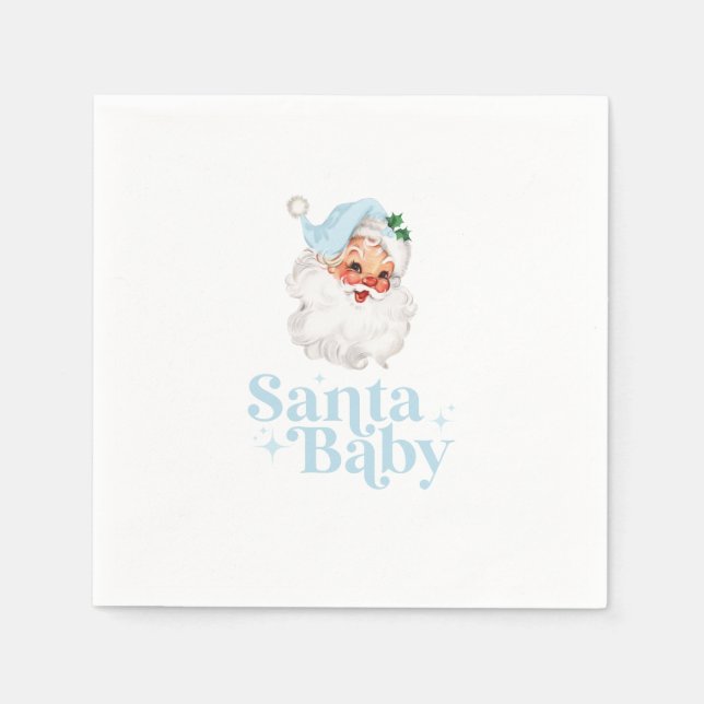 Retro Blue Santa Baby christmas babydusch Pappersservett (Framsidan)