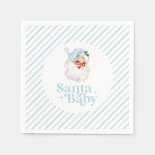 Retro Blue Santa Baby christmas babydusch Pappersservett