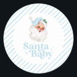 Retro Blue Santa Baby christmas babydusch Runt Klistermärke<br><div class="desc">Retro blue Santa Baby-jultoman,  den partyna babyduschen pappra-klistermärken.</div>